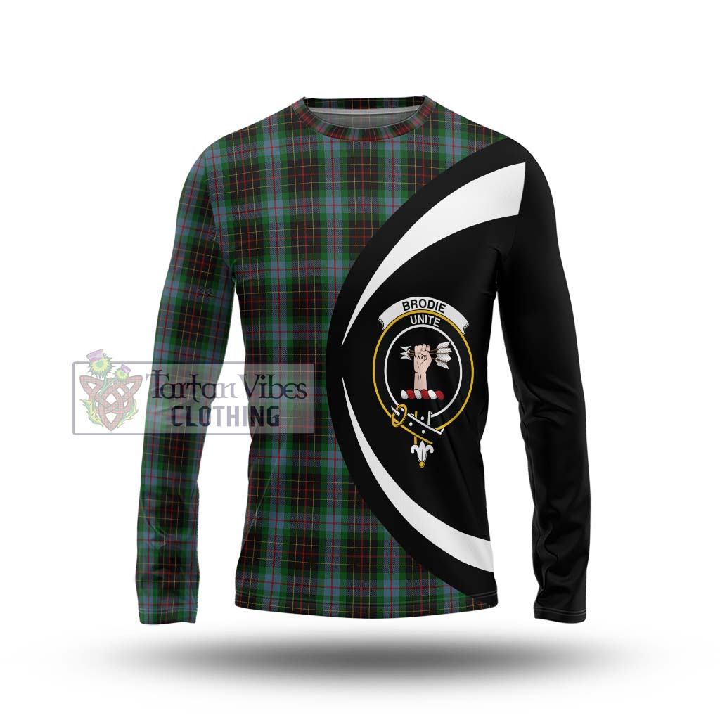 Brodie Hunting Tartan Long Sleeve T-Shirt with Family Crest Circle Style Unisex - Tartan Vibes Clothing