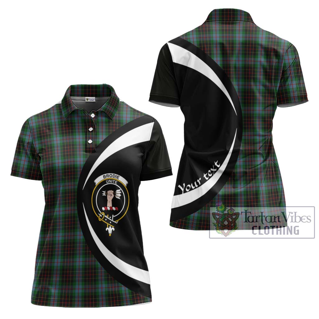Tartan Vibes Clothing Brodie Hunting Tartan Women's Polo Shirt with Family Crest Circle Style