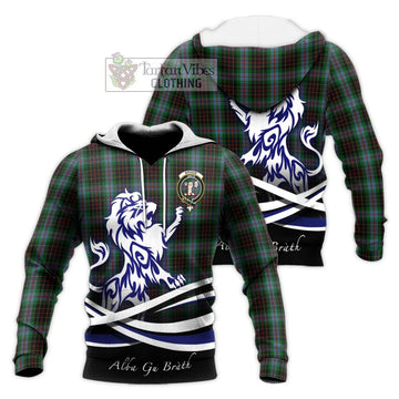 Brodie Hunting Tartan Knitted Hoodie with Alba Gu Brath Regal Lion Emblem