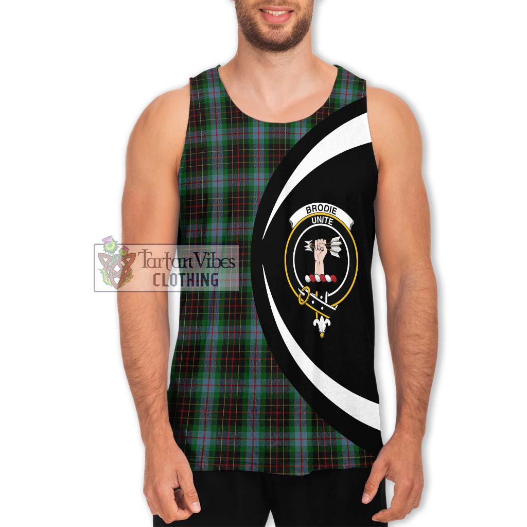 Tartan Vibes Clothing Brodie Hunting Tartan Men's Tank Top with Family Crest Circle Style