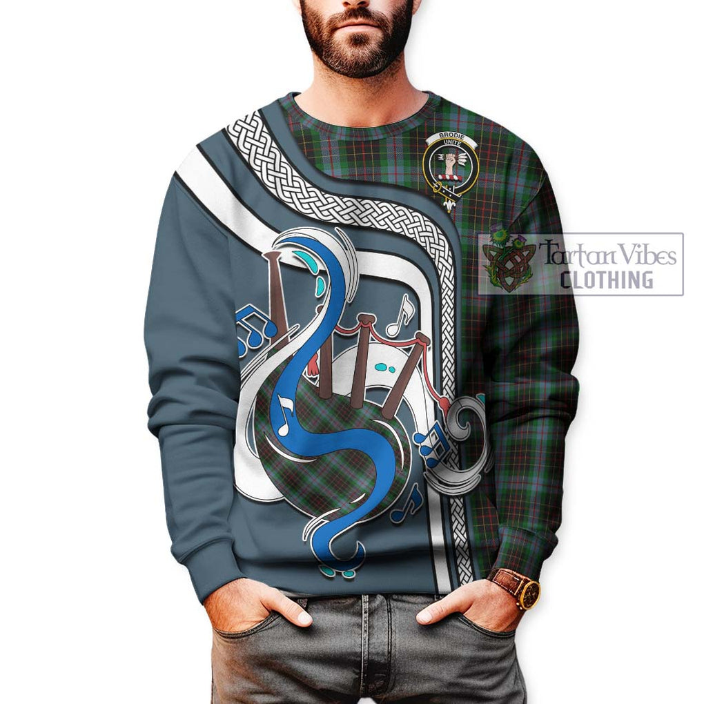 Brodie Hunting Tartan Sweatshirt with Epic Bagpipe Style Unisex - Tartanvibesclothing Shop