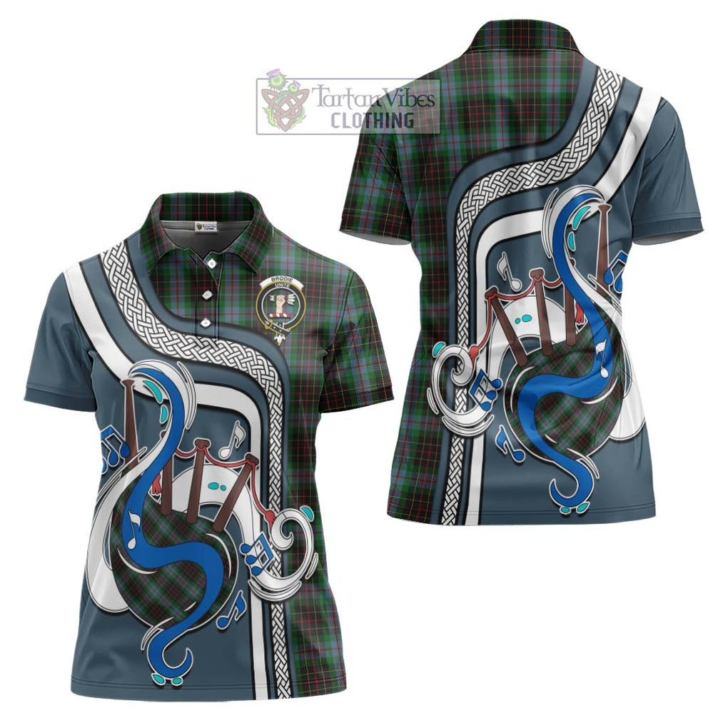 Brodie Hunting Tartan Women's Polo Shirt with Epic Bagpipe Style Women - Tartanvibesclothing Shop