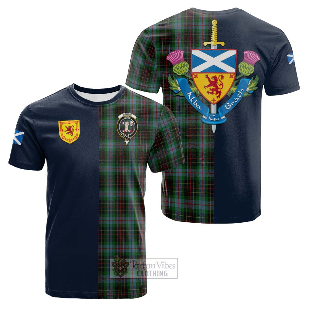 Tartan Vibes Clothing Brodie Hunting Tartan Cotton T-shirt with Scottish Lion Royal Arm Half Style