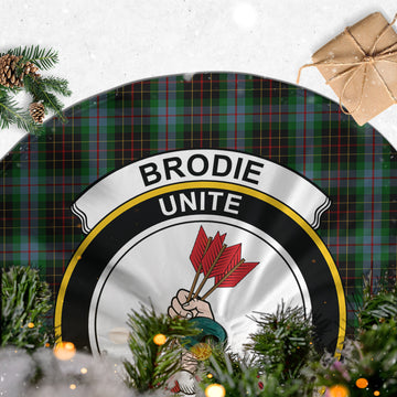 Brodie Hunting Tartan Christmas Tree Skirt with Family Crest