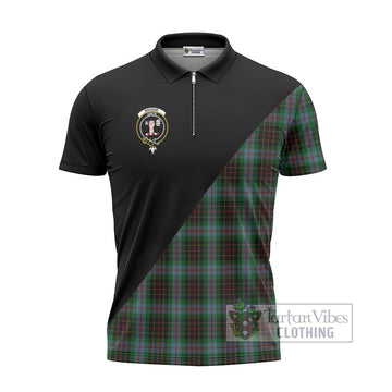 Brodie Hunting Tartan Zipper Polo Shirt with Family Crest and Military Logo Style