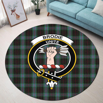 Brodie Hunting Tartan Round Rug with Family Crest