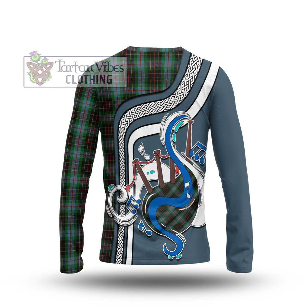 Tartan Vibes Clothing Brodie Hunting Tartan Long Sleeve T-Shirt with Epic Bagpipe Style