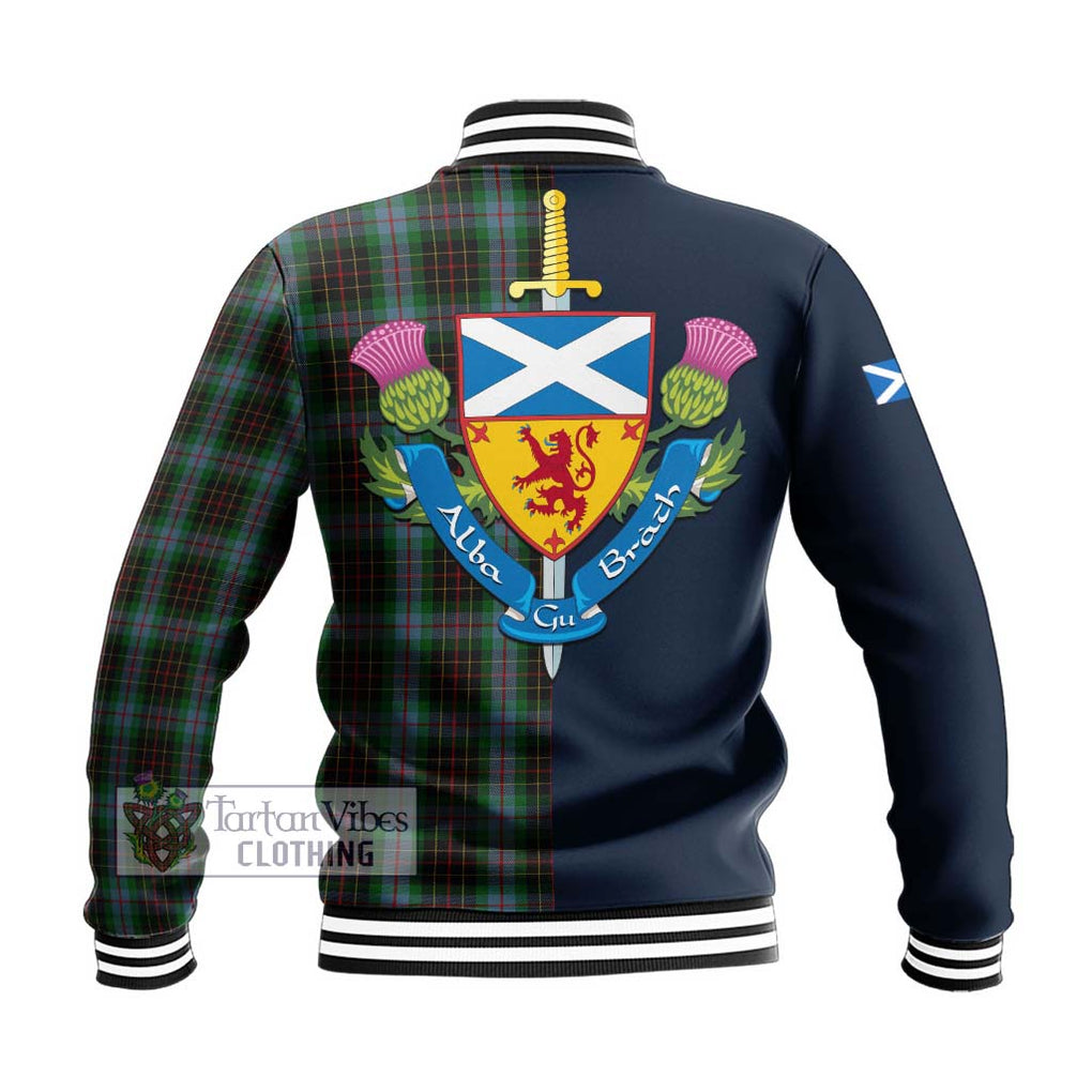 Tartan Vibes Clothing Brodie Hunting Tartan Baseball Jacket with Scottish Lion Royal Arm Half Style