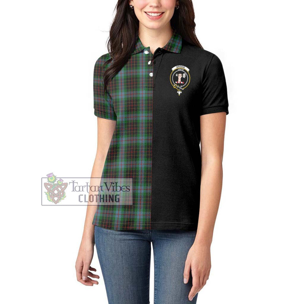 Brodie Hunting Tartan Women's Polo Shirt with Family Crest and Half Of Me Style - Tartanvibesclothing Shop