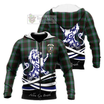 Brodie Hunting Tartan Knitted Hoodie with Alba Gu Brath Regal Lion Emblem