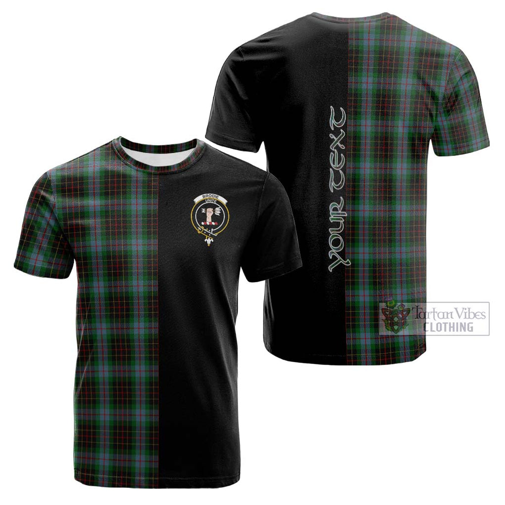 Tartan Vibes Clothing Brodie Hunting Tartan Cotton T-shirt with Family Crest and Half Of Me Style