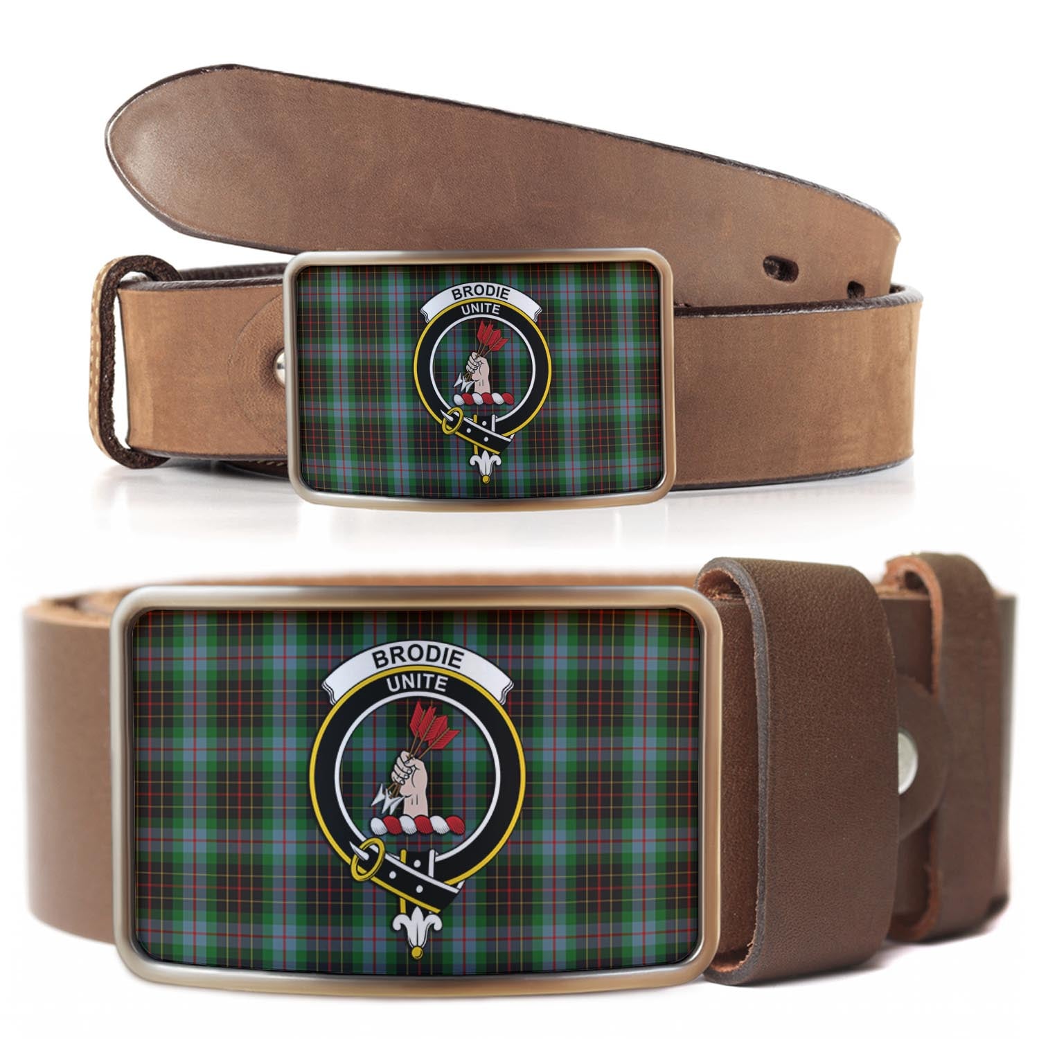 Brodie Hunting Tartan Belt Buckles with Family Crest - Tartan Vibes Clothing