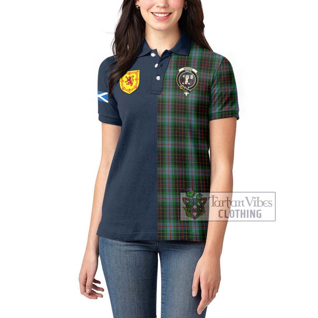 Tartan Vibes Clothing Brodie Hunting Tartan Women's Polo Shirt with Scottish Lion Royal Arm Half Style