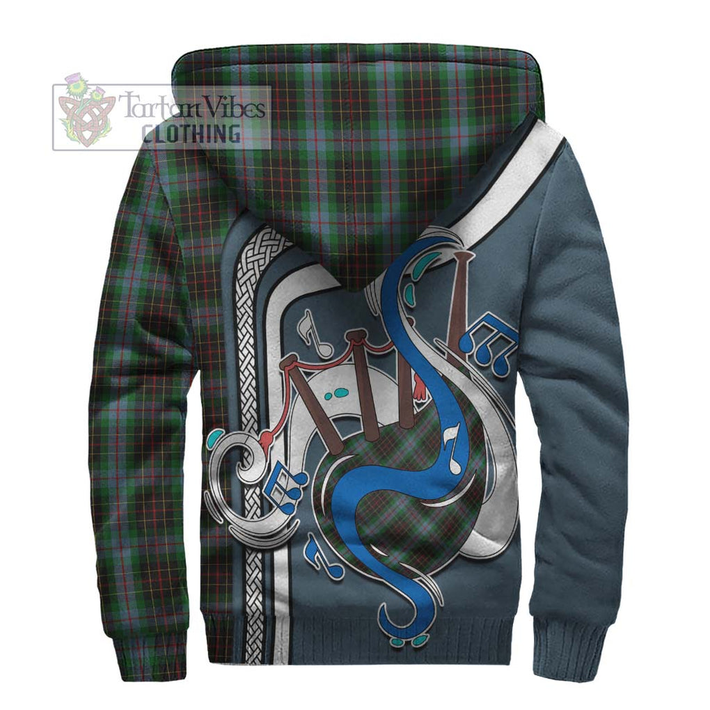 Brodie Hunting Tartan Sherpa Hoodie with Epic Bagpipe Style - Tartanvibesclothing Shop