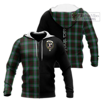 Brodie Hunting Tartan Knitted Hoodie with Family Crest and Half Of Me Style