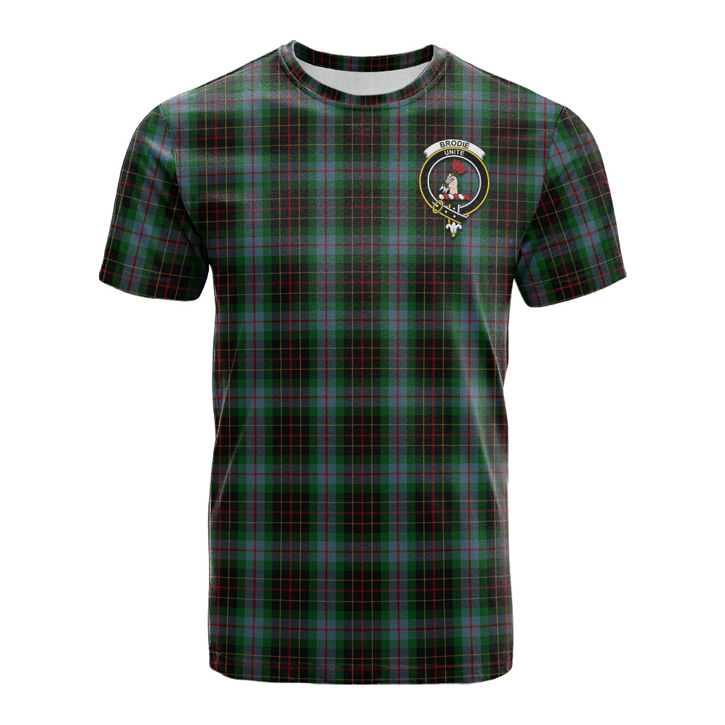 Brodie Hunting Tartan T-Shirt with Family Crest - Tartan Vibes Clothing