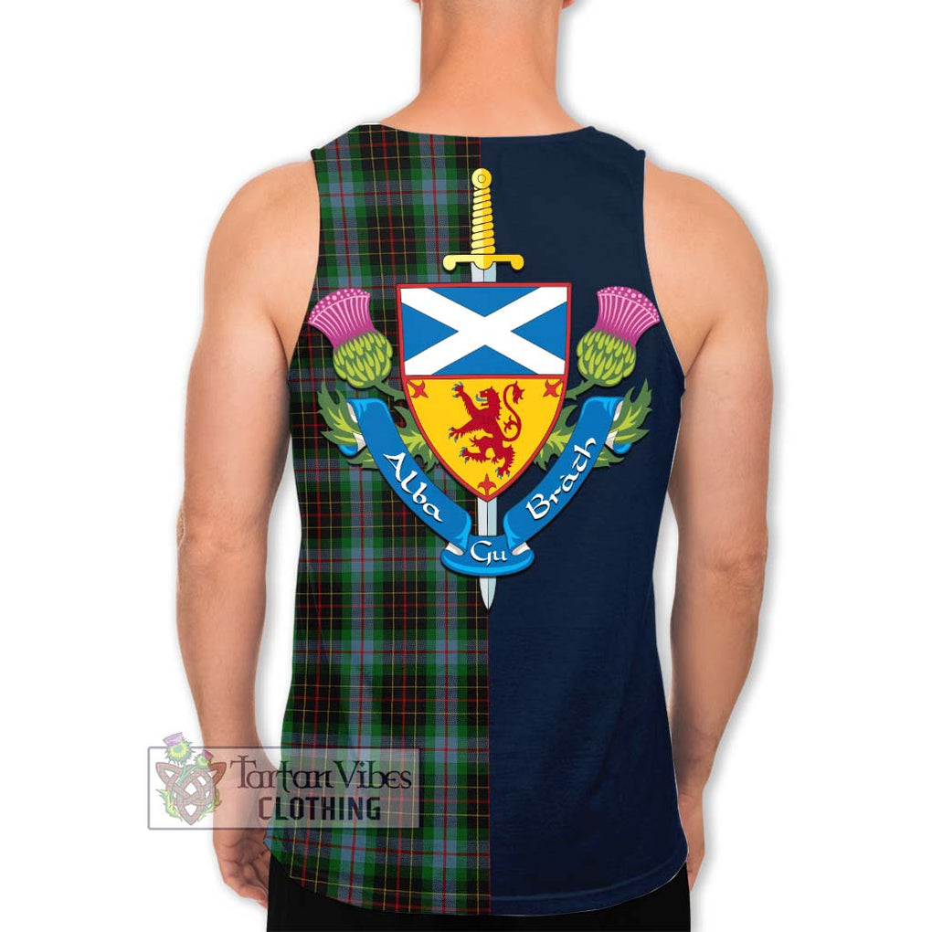 Tartan Vibes Clothing Brodie Hunting Tartan Men's Tank Top with Scottish Lion Royal Arm Half Style