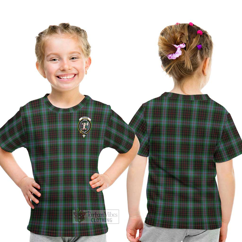 Brodie Hunting Tartan Kid T-Shirt with Family Crest - Tartanvibesclothing Shop