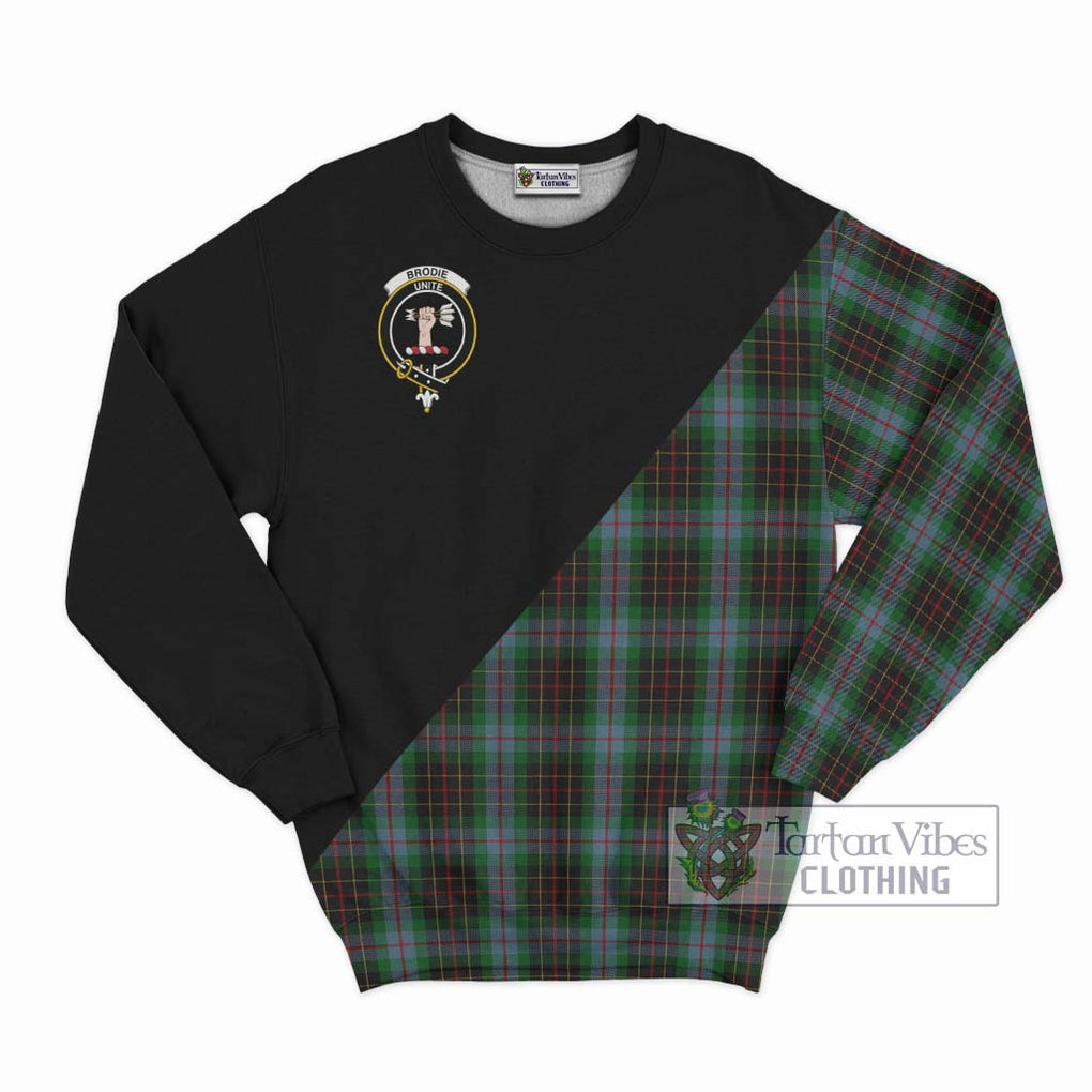 Brodie Hunting Tartan Sweatshirt with Family Crest and Military Logo Style - Tartanvibesclothing Shop