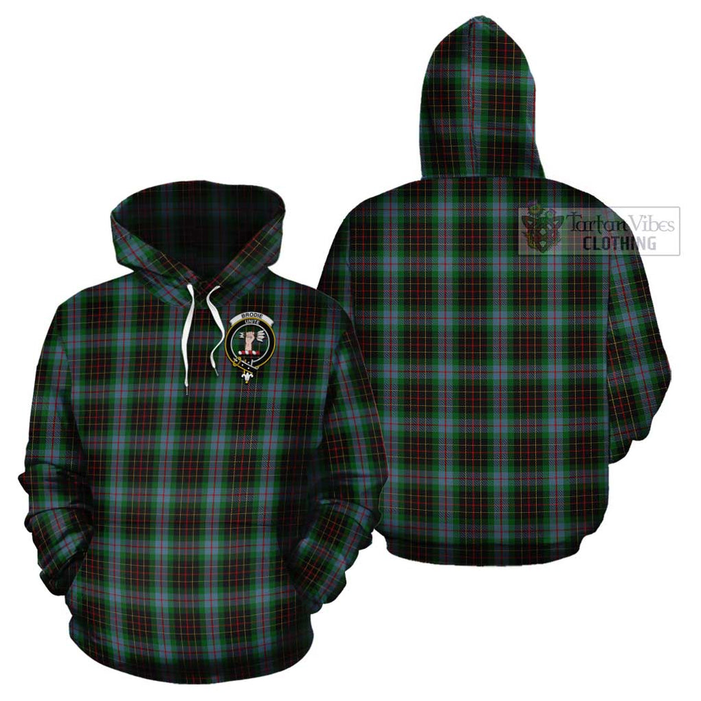 Brodie Hunting Tartan Cotton Hoodie with Family Crest Pullover Hoodie - Tartan Vibes Clothing