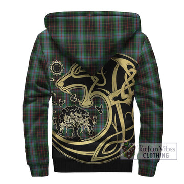 Brodie Hunting Tartan Sherpa Hoodie with Family Crest Celtic Wolf Style
