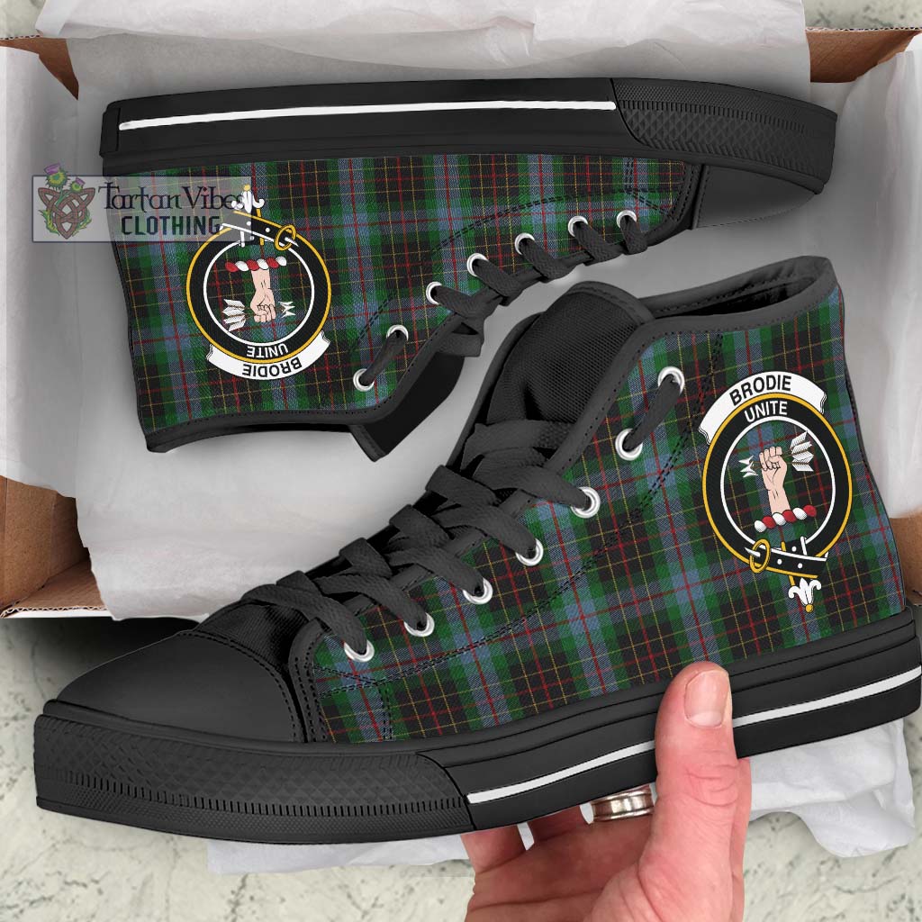 Tartan Vibes Clothing Brodie Hunting Tartan High Top Shoes with Family Crest