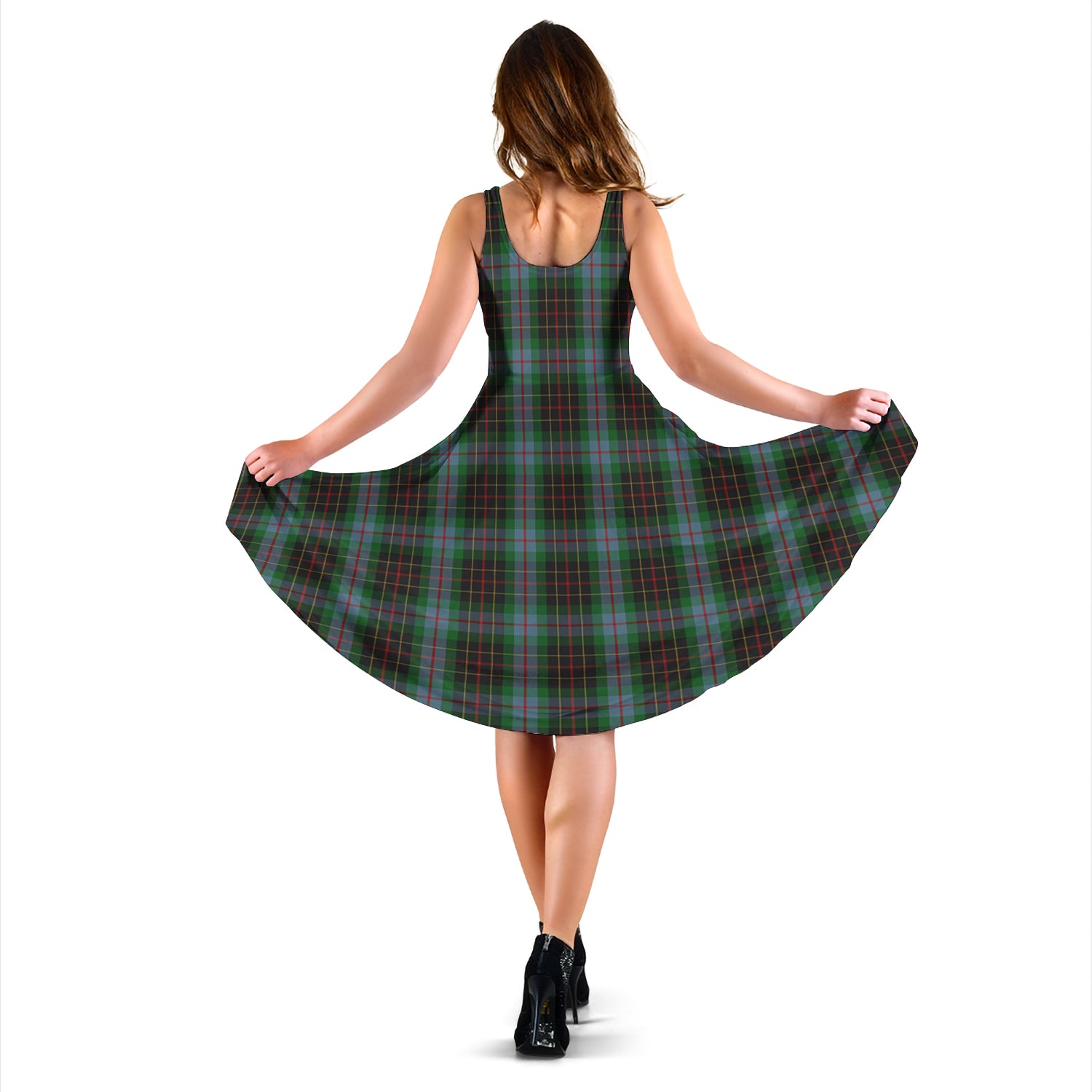 Brodie Hunting Tartan Sleeveless Midi Womens Dress - Tartanvibesclothing