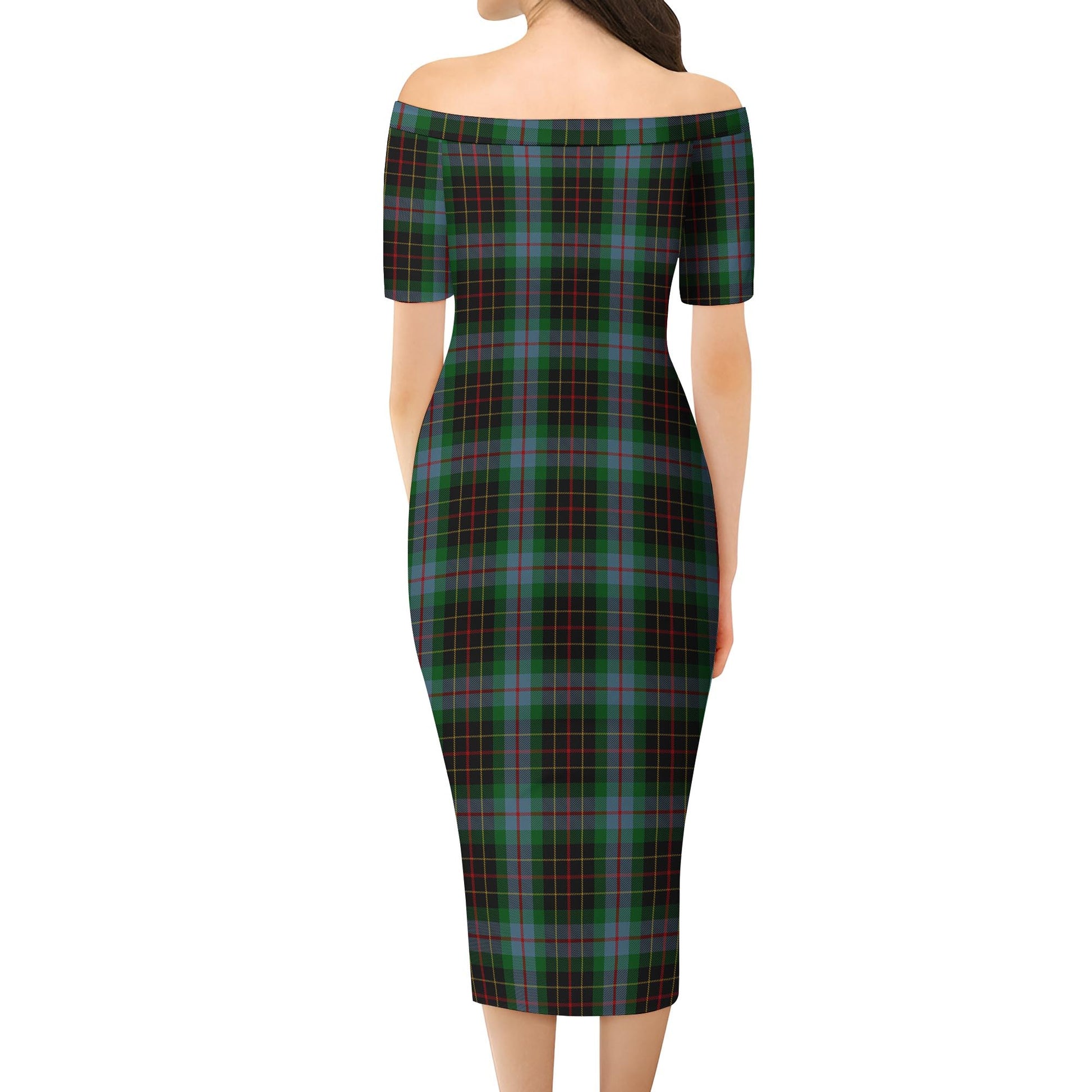 Brodie Hunting Tartan Off Shoulder Lady Dress - Tartanvibesclothing