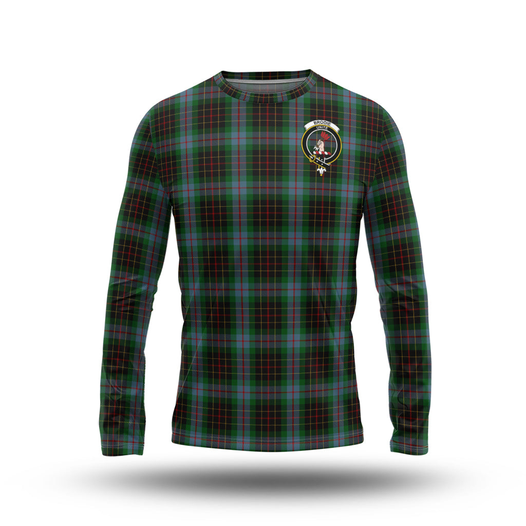 Brodie Hunting Tartan Long Sleeve T-Shirt with Family Crest - Tartanvibesclothing