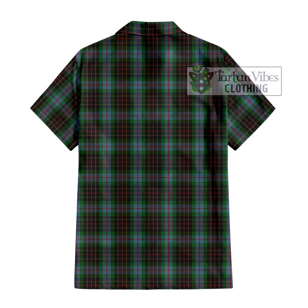 Tartan Vibes Clothing Brodie Hunting Tartan Short Sleeve Button Shirt with Family Crest DNA In Me Style