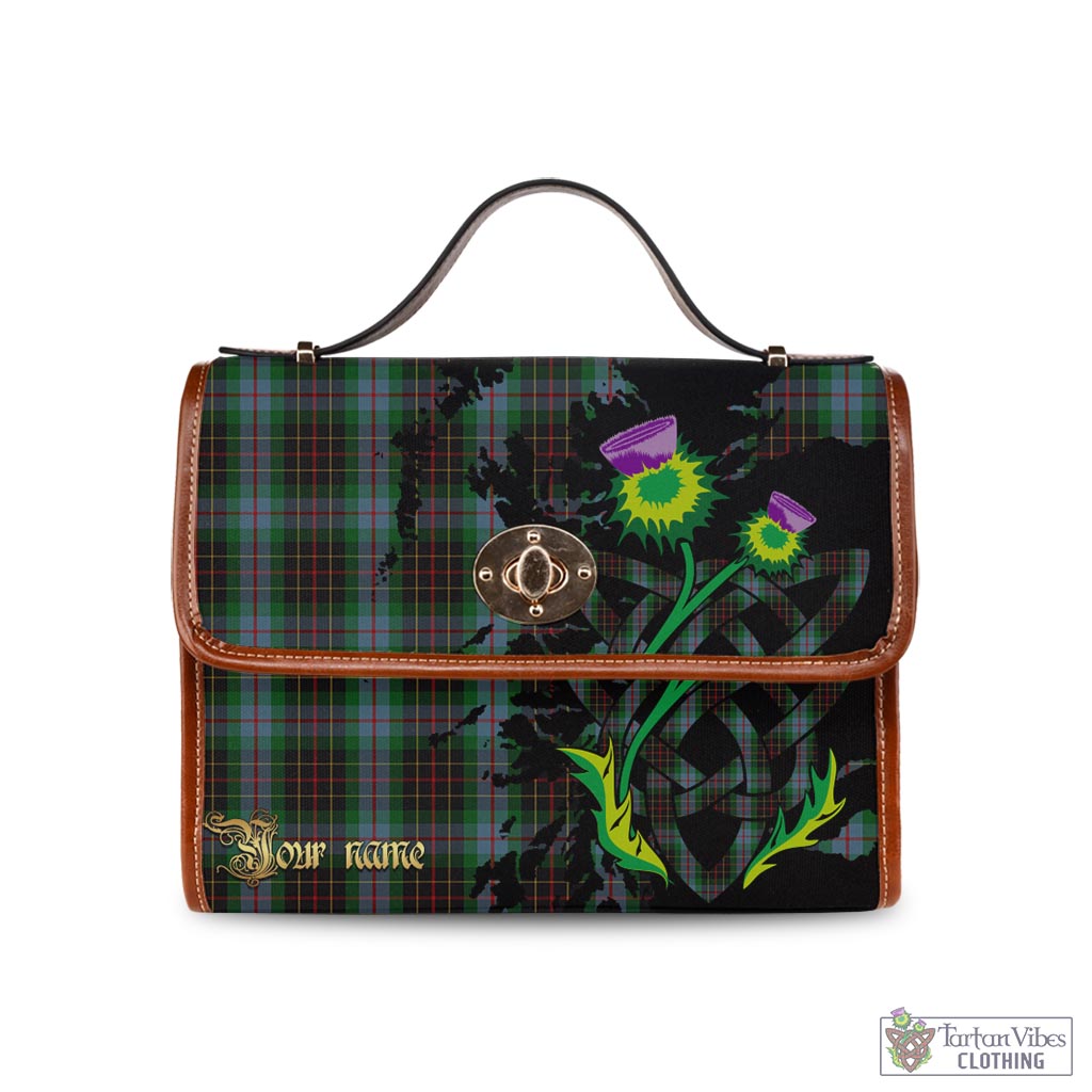 Tartan Vibes Clothing Brodie Hunting Tartan Waterproof Canvas Bag with Scotland Map and Thistle Celtic Accents