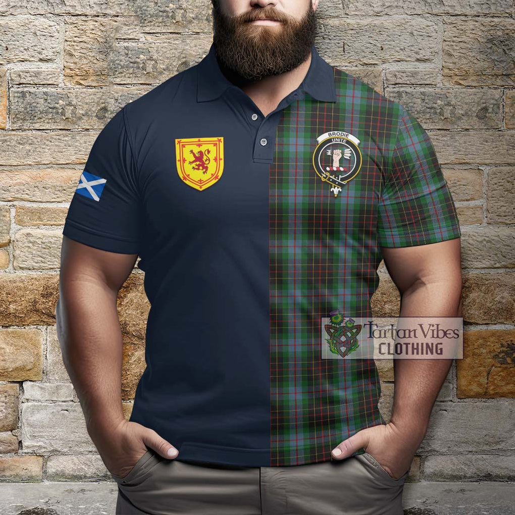 Tartan Vibes Clothing Brodie Hunting Tartan Polo Shirt with Scottish Lion Royal Arm Half Style