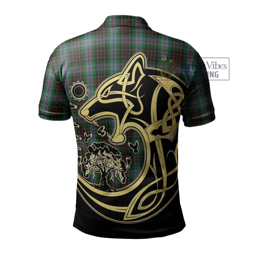 Brodie Hunting Tartan Polo Shirt with Family Crest Celtic Wolf Style - Tartanvibesclothing Shop