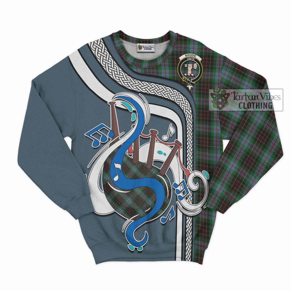 Brodie Hunting Tartan Sweatshirt with Epic Bagpipe Style - Tartanvibesclothing Shop