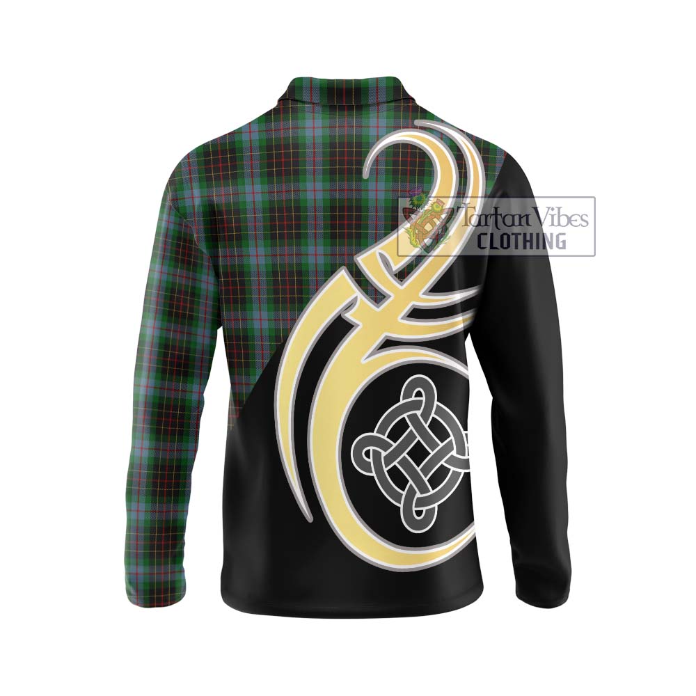 Brodie Hunting Tartan Long Sleeve Polo Shirt with Family Crest and Celtic Symbol Style - Tartan Vibes Clothing