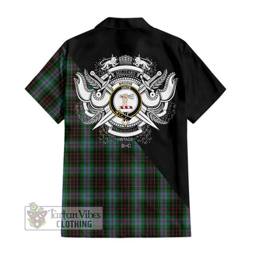 Brodie Hunting Tartan Short Sleeve Button Shirt with Family Crest and Military Logo Style