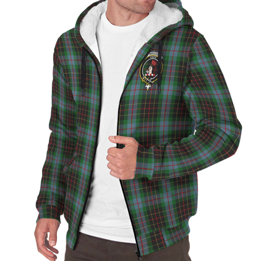 Brodie Hunting Tartan Sherpa Hoodie with Family Crest - Tartanvibesclothing