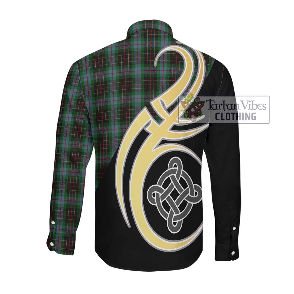 Brodie Hunting Tartan Long Sleeve Button Shirt with Family Crest and Celtic Symbol Style Men's Shirt - Tartan Vibes Clothing