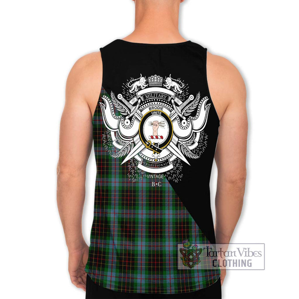 Brodie Hunting Tartan Men's Tank Top with Family Crest and Military Logo Style - Tartanvibesclothing Shop