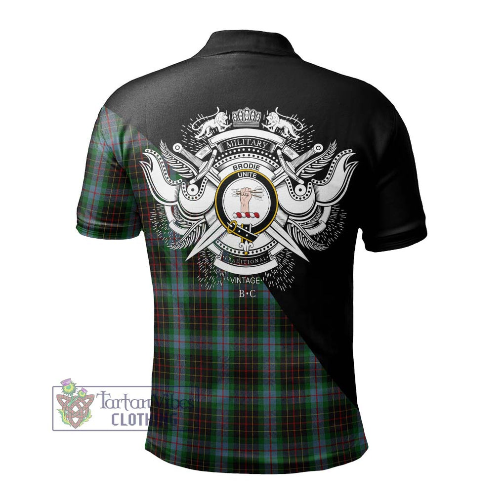 Brodie Hunting Tartan Polo Shirt with Family Crest and Military Logo Style - Tartanvibesclothing Shop