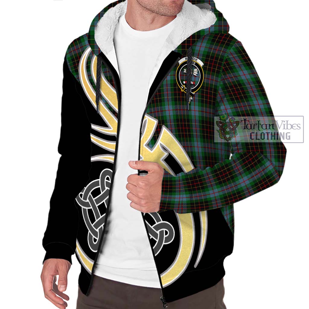 Brodie Hunting Tartan Sherpa Hoodie with Family Crest and Celtic Symbol Style - Tartan Vibes Clothing