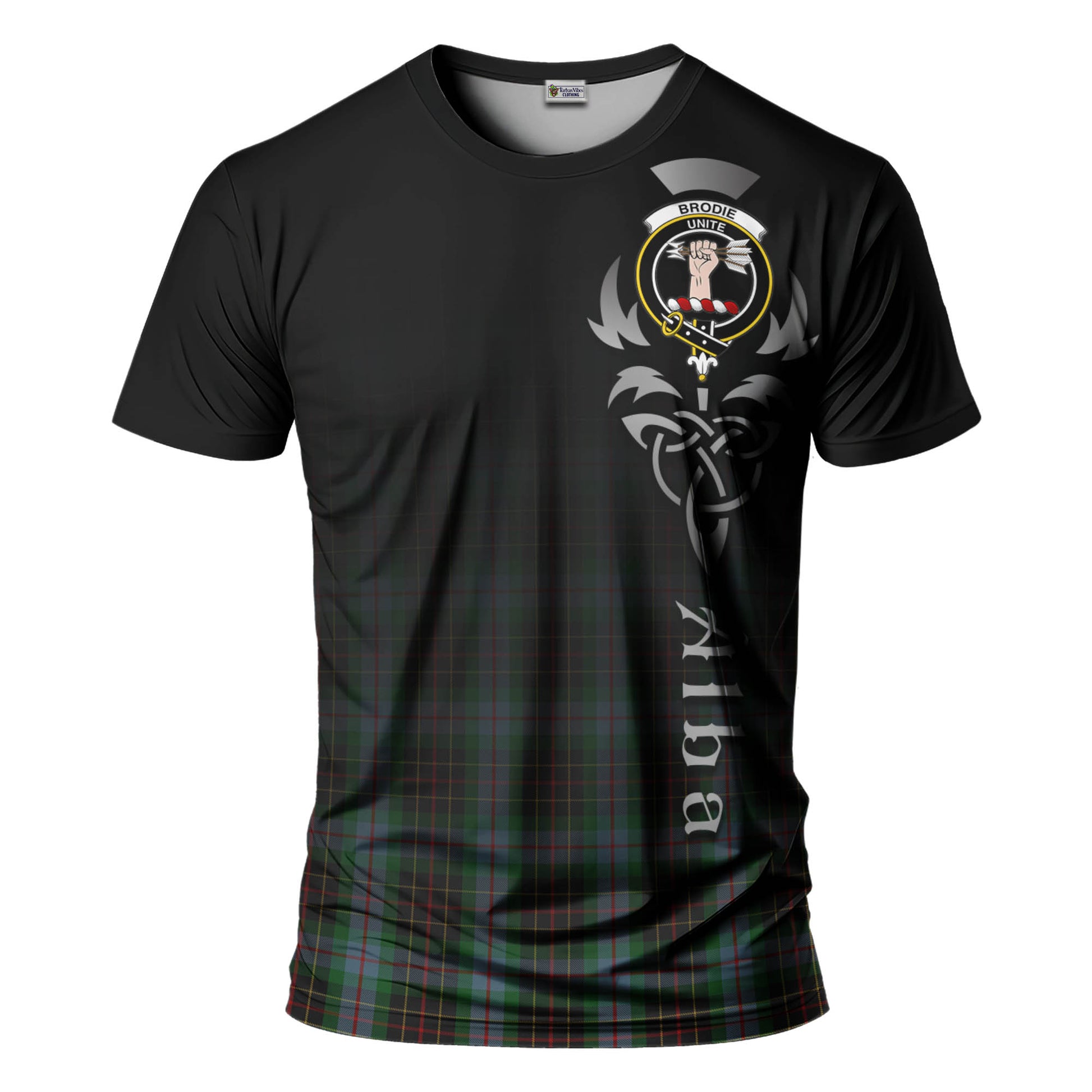 Tartan Vibes Clothing Brodie Hunting Tartan T-Shirt Featuring Alba Gu Brath Family Crest Celtic Inspired