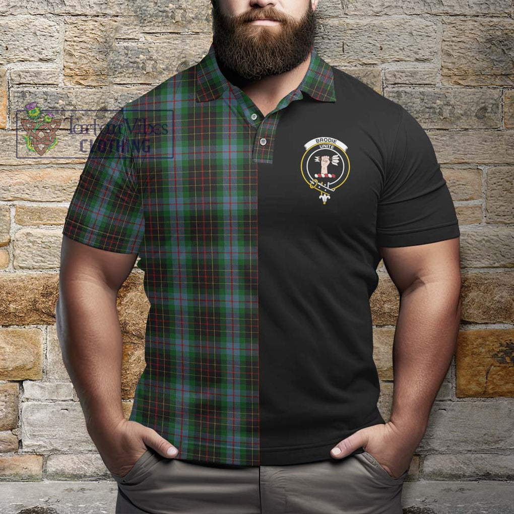 Brodie Hunting Tartan Polo Shirt with Family Crest and Half Of Me Style - Tartanvibesclothing Shop