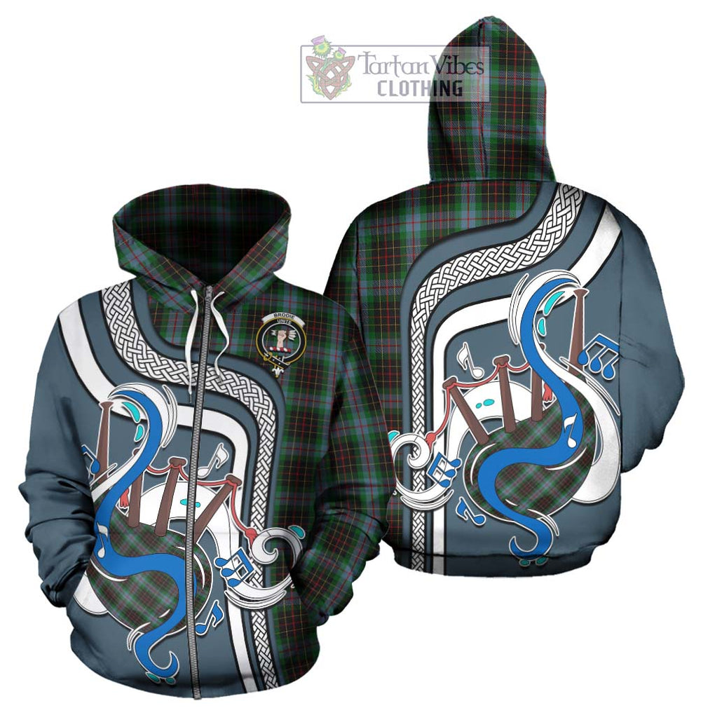 Brodie Hunting Tartan Hoodie with Epic Bagpipe Style - Tartanvibesclothing Shop