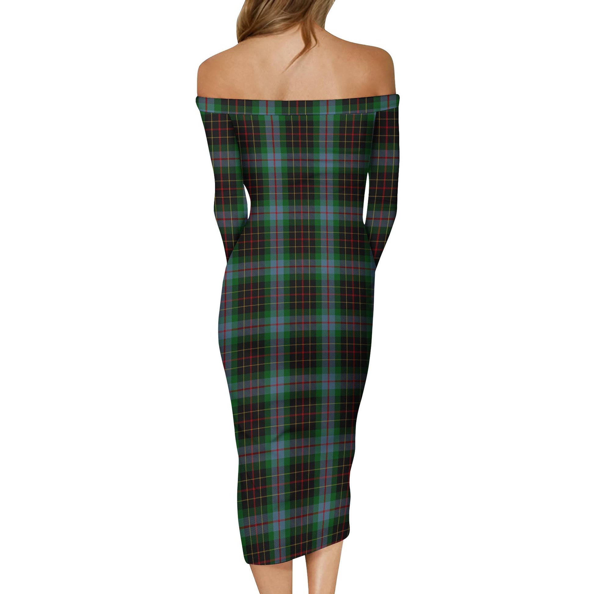 Brodie Hunting Tartan Off Shoulder Lady Dress - Tartanvibesclothing