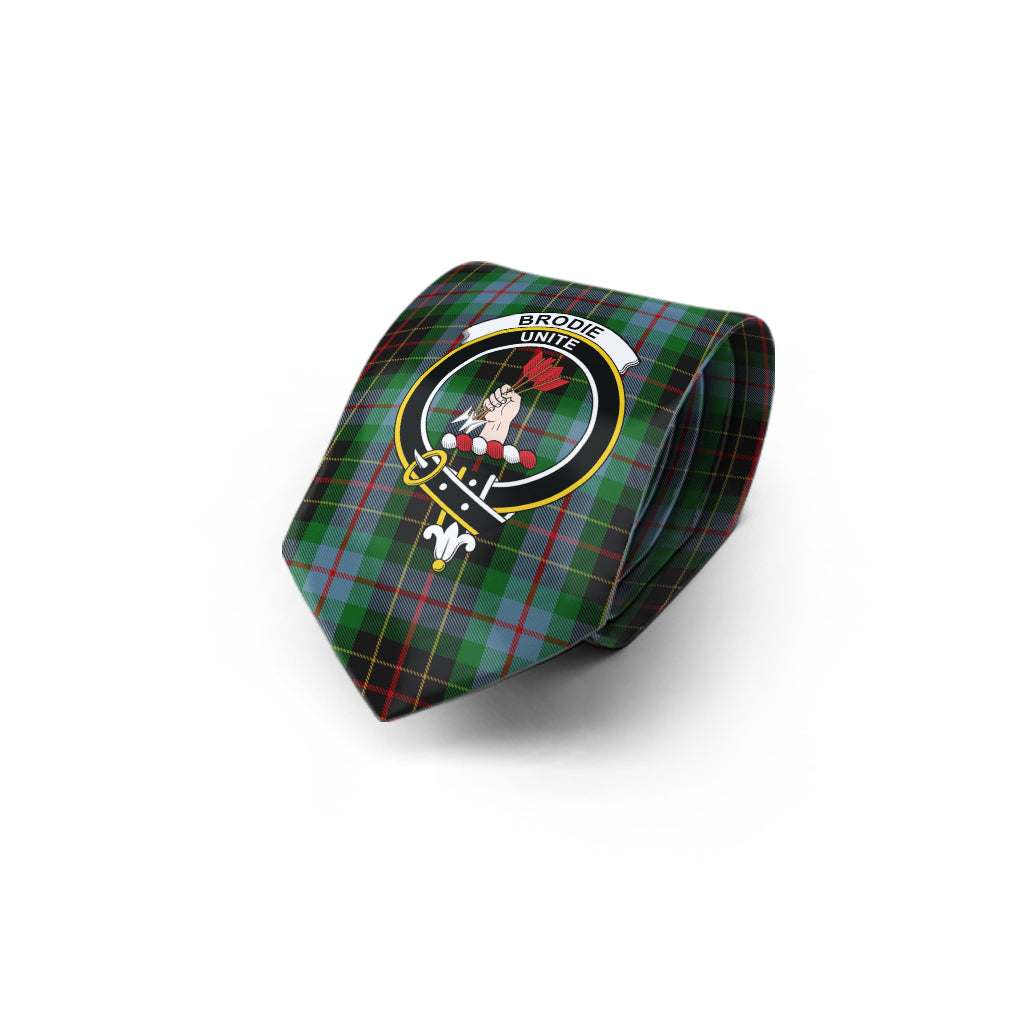 Brodie Hunting Tartan Classic Necktie with Family Crest - Tartan Vibes Clothing