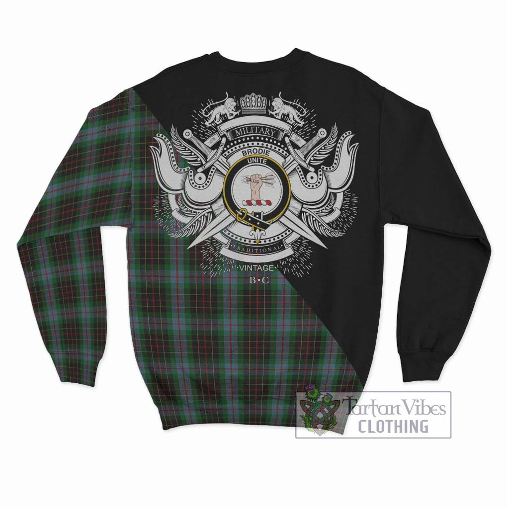 Brodie Hunting Tartan Sweatshirt with Family Crest and Military Logo Style - Tartanvibesclothing Shop