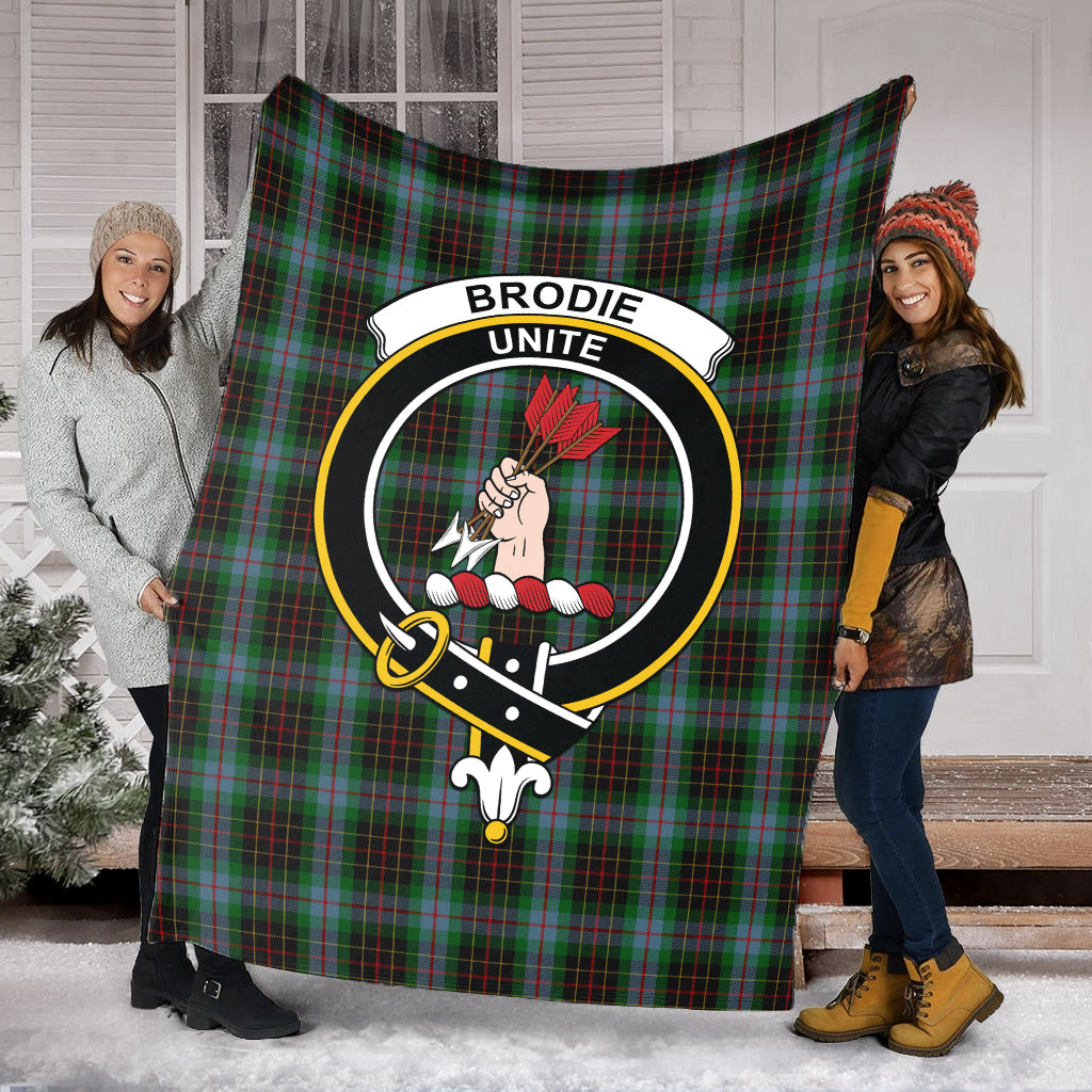 Brodie Hunting Tartan Blanket with Family Crest - Tartan Vibes Clothing