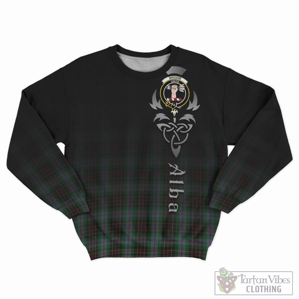 Tartan Vibes Clothing Brodie Hunting Tartan Sweatshirt Featuring Alba Gu Brath Family Crest Celtic Inspired