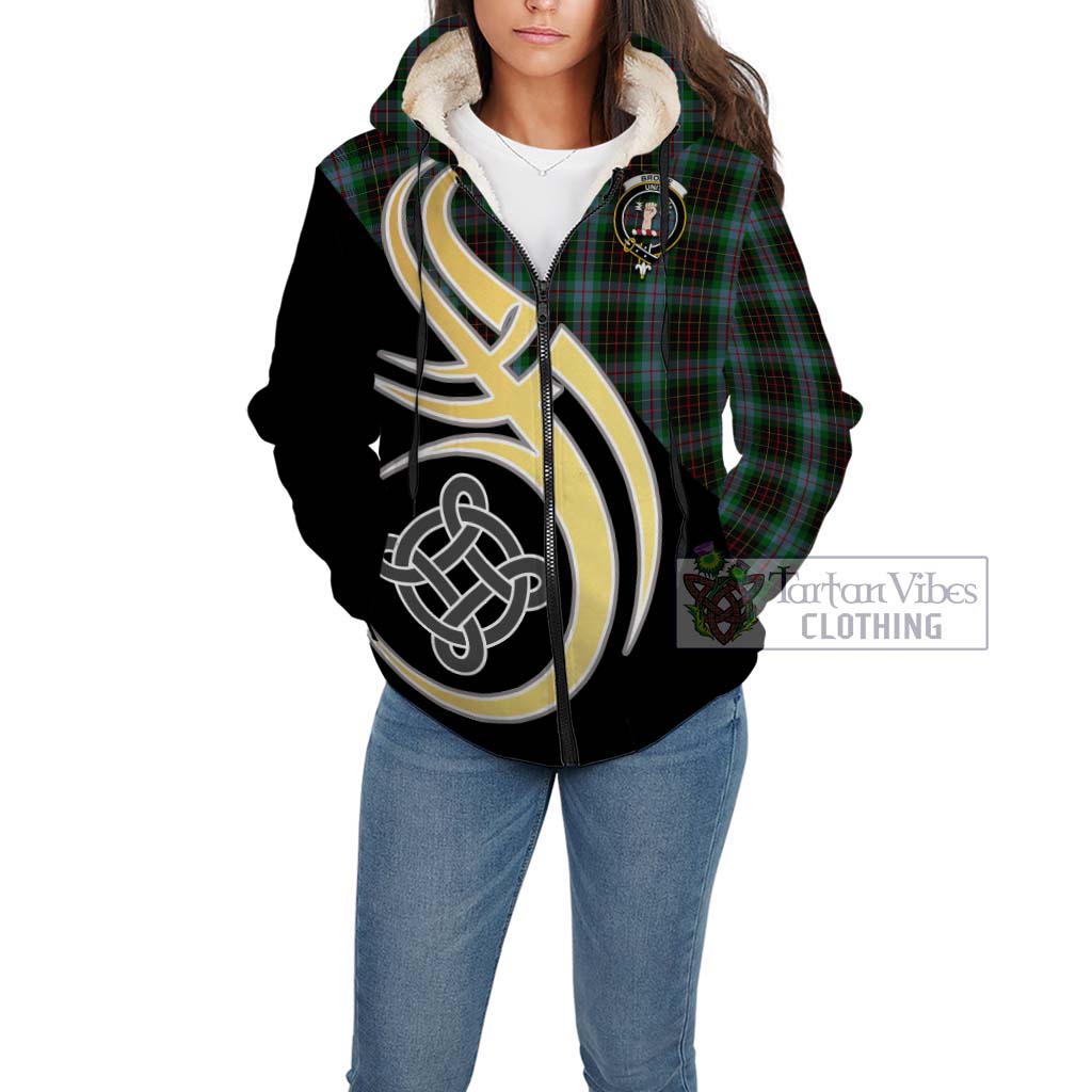 Brodie Hunting Tartan Sherpa Hoodie with Family Crest and Celtic Symbol Style Unisex - Tartan Vibes Clothing